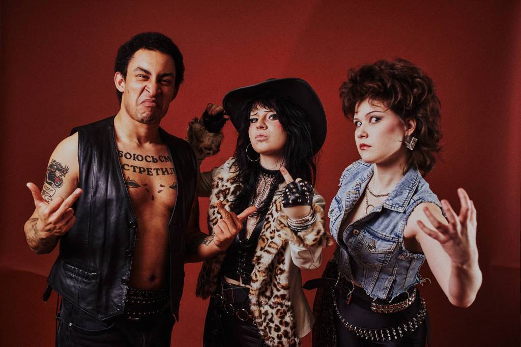 Red Ripper band - Sonya Cherri (guitars / vocals), Wanda Wicked (bass guitar) and Danny Dazzle (drums)